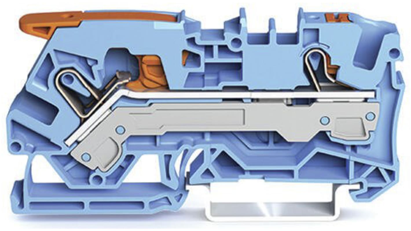 Wago TOPJOB S, 2106 Series Blue Feed Through Terminal Block, 6mm², Single-Level, Push-In Cage Clamp Termination, ATEX,