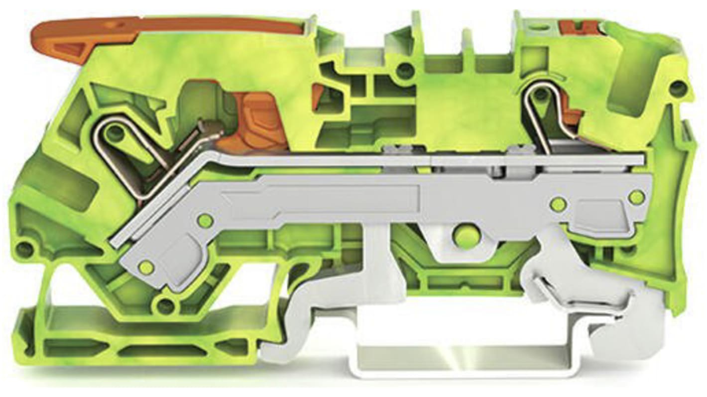 Bloc de mise à la terre Wago TOPJOB S, 2106, 6mm², Borne à cage enfichable, Vert/Jaune