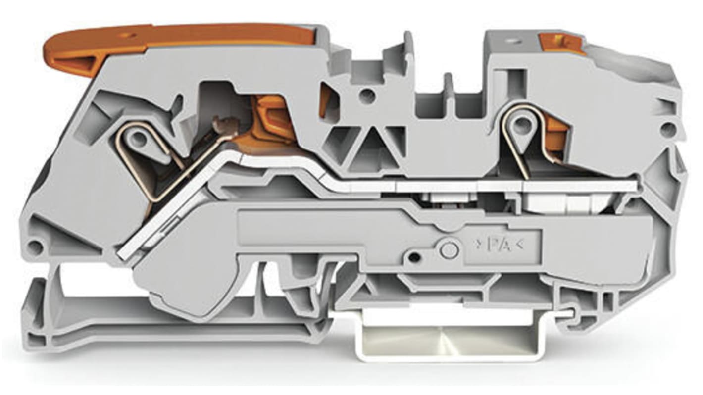 Wago TOPJOB S, 2116 Series Grey Feed Through Terminal Block, 16mm², Single-Level, Push-In Cage Clamp Termination, ATEX,