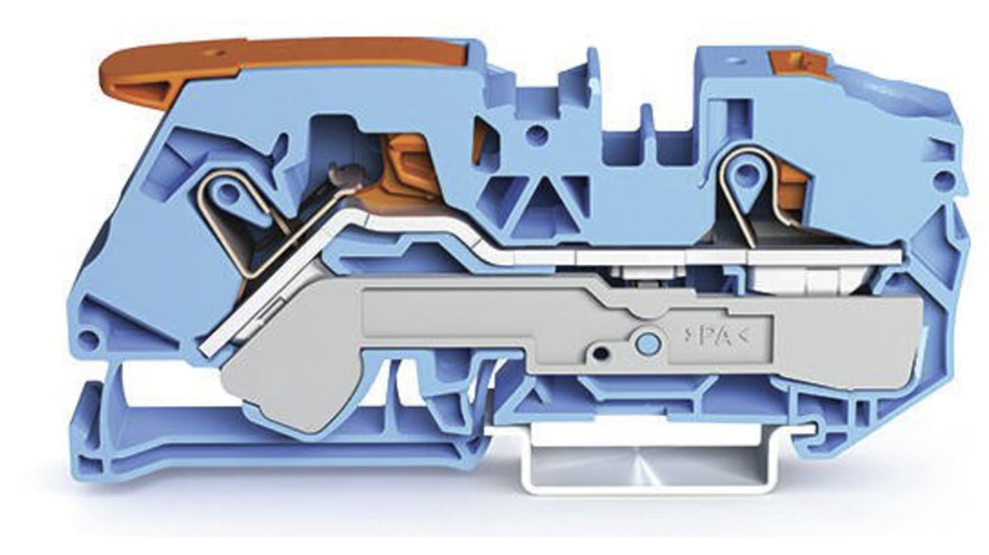 Wago TOPJOB S, 2116 Series Blue Feed Through Terminal Block, 16mm², Single-Level, Push-In Cage Clamp Termination, ATEX,