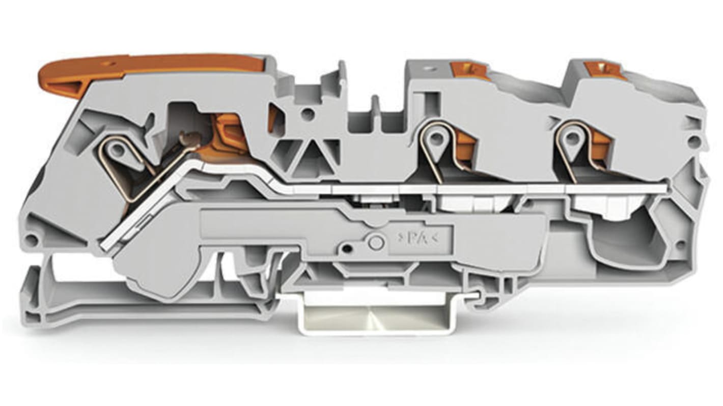 Wago TOPJOB S, 2116 Series Grey Feed Through Terminal Block, 16mm², Single-Level, Push-In Cage Clamp Termination, ATEX,