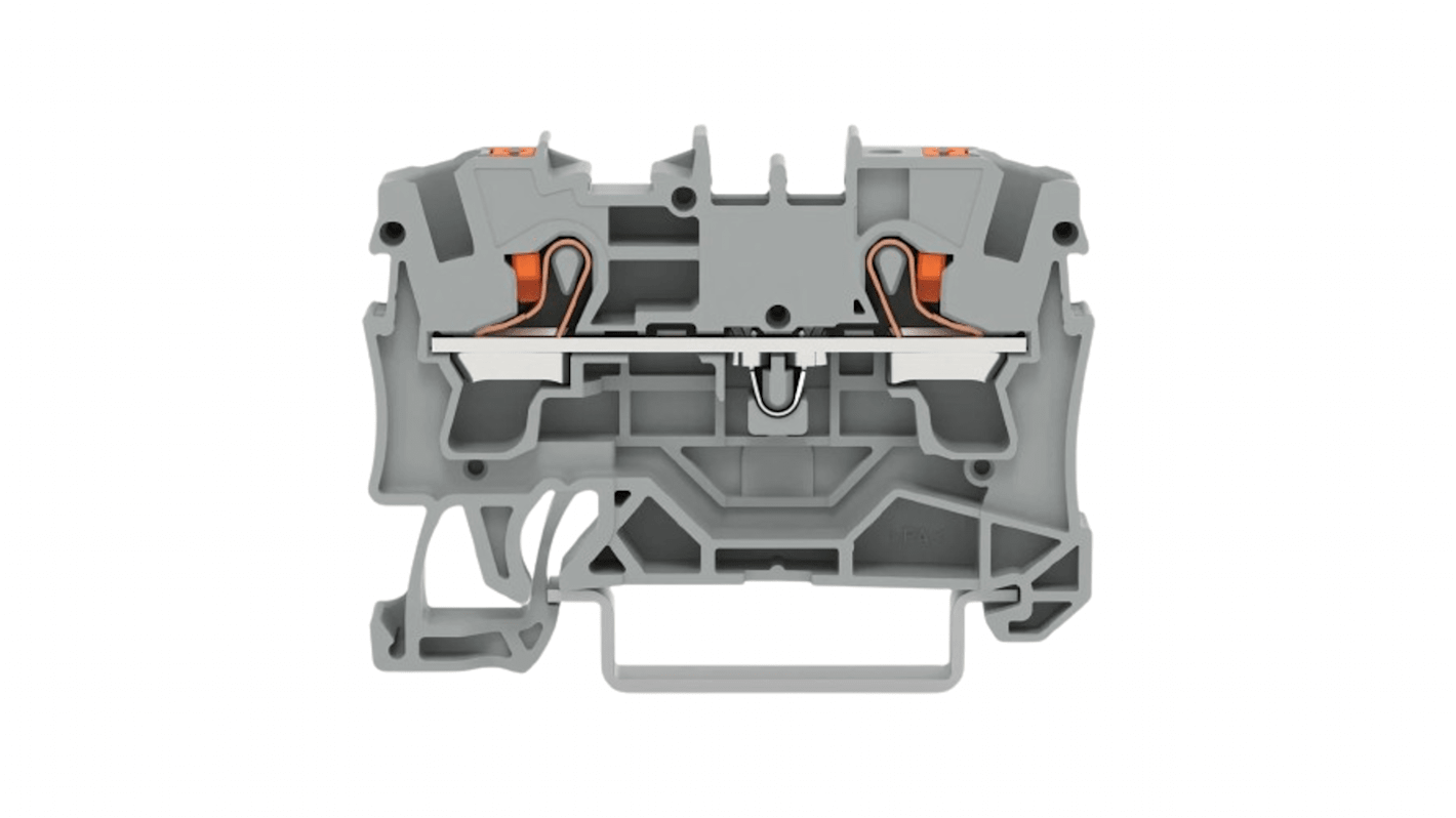 Wago TOPJOB S, 2204 Series Grey Feed Through Terminal Block, 4mm², Single-Level, Push-In Cage Clamp Termination, ATEX,