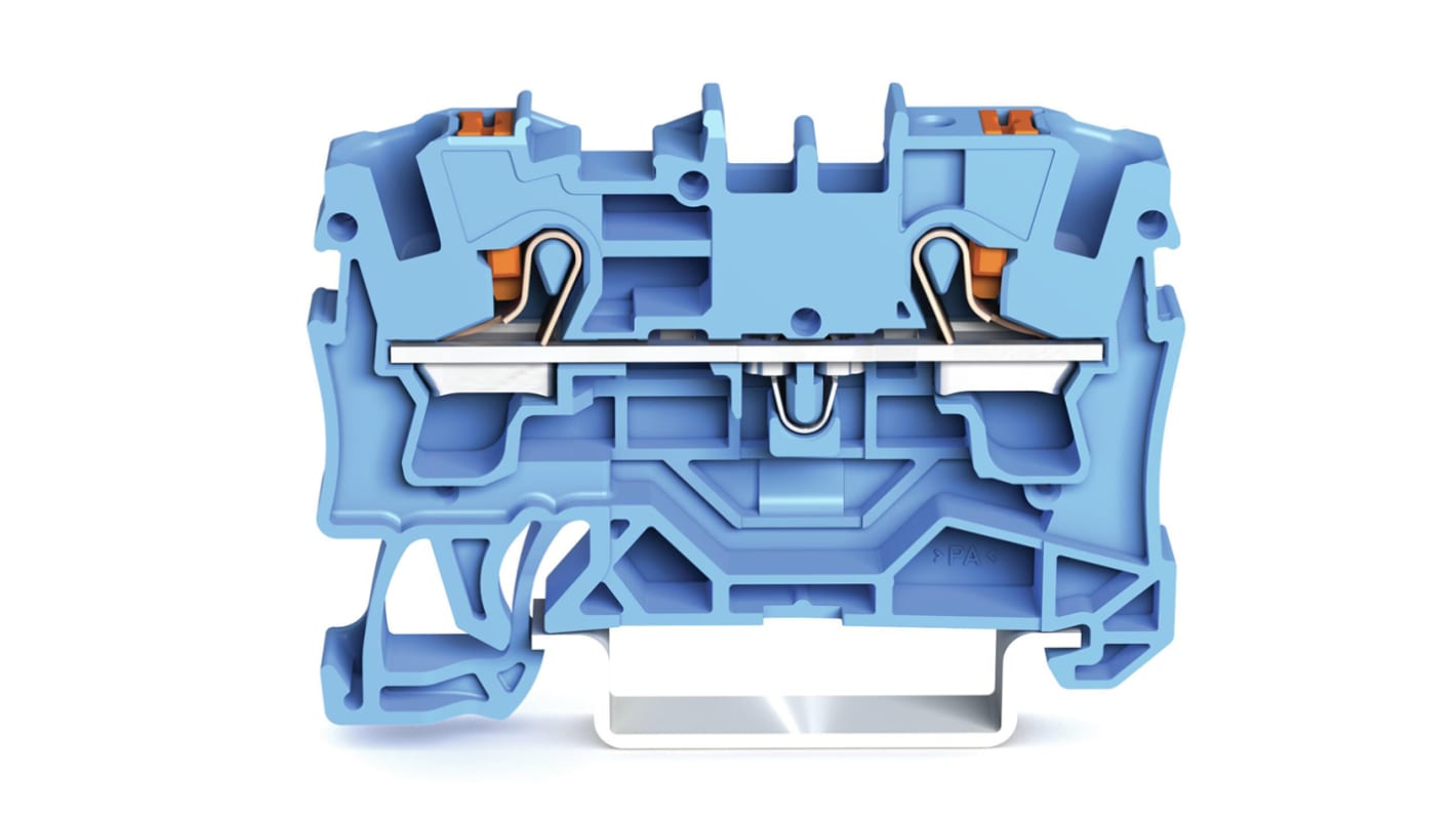 Wago TOPJOB S, 2204 Series Blue Feed Through Terminal Block, 4mm², Single-Level, Push-In Cage Clamp Termination, ATEX,