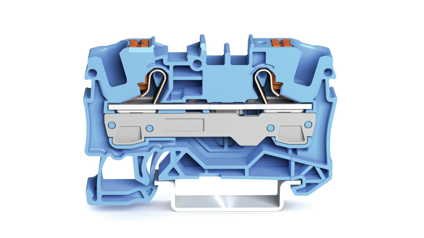 Wago TOPJOB S, 2206 Series Blue Feed Through Terminal Block, 6mm², Single-Level, Push-In Cage Clamp Termination, ATEX,