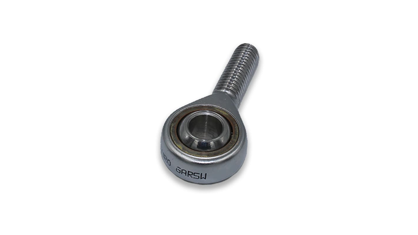 Fluro M8 x 1.25 Male Stainless Steel Rod End, 8mm Bore, 54mm Long, Metric Thread Standard, Male Connection Gender