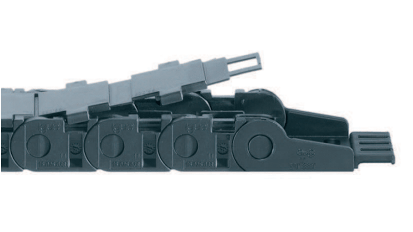 Igus 15, e-chain Black Cable Chain - Flexible Slot, W25 mm x D17mm, L1m, 75 mm Min. Bend Radius, Polymer