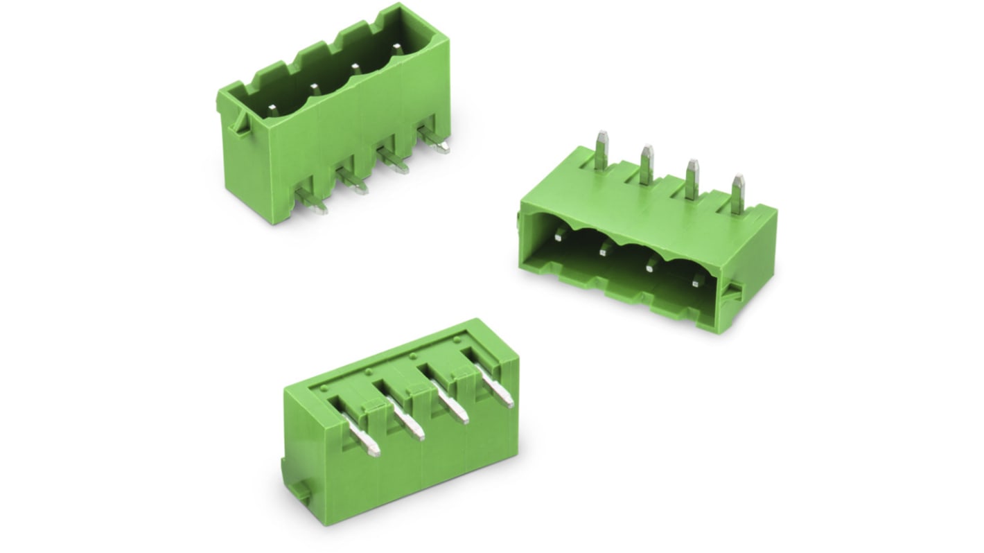 Morsettiera per circuito stampato Wurth Elektronik Maschio a 4 vie, 1 fila, passo 5.08mm, Montaggio con foro passante