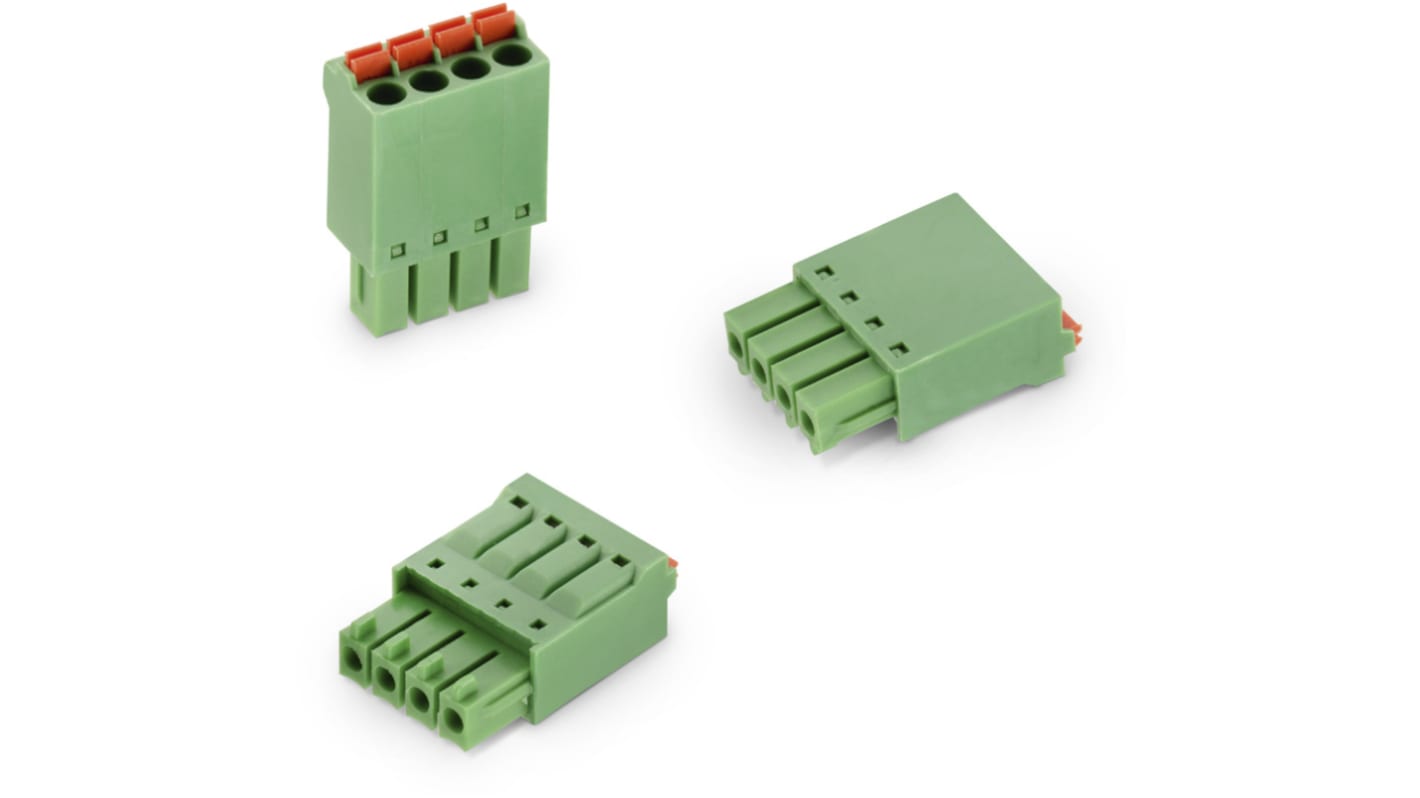 Borne enchufable para PCB Macho Wurth Elektronik de 9 vías , paso 3.5mm, 12A, de color Verde, montaje de cable,