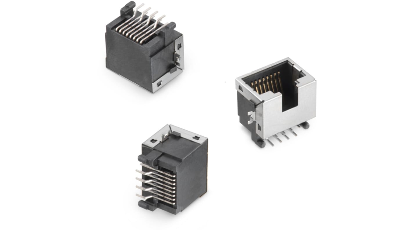 Wurth Elektronik WR-MJ Series Female RJ45 Connector, Through Hole, Nickel Plated Brass Shield