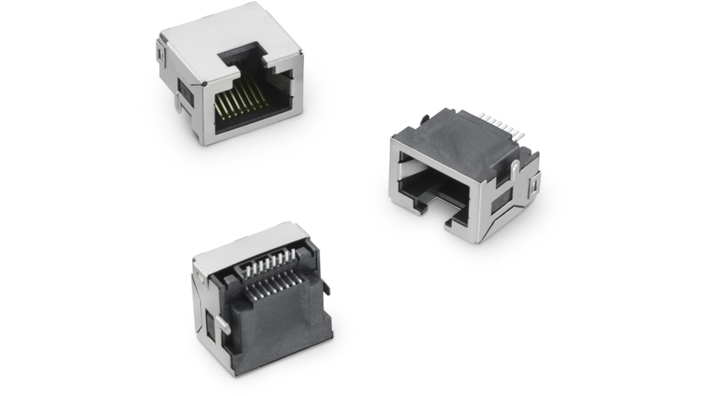 Wurth Elektronik WR-MJ Series Female RJ45 Connector, Surface Mount, Nickel Plated Brass Shield