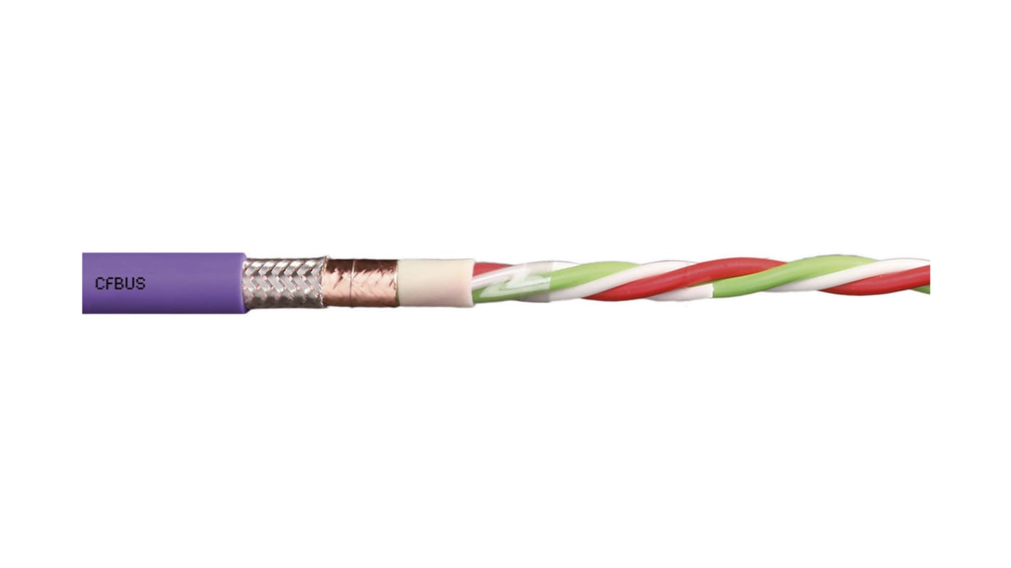 Igus chainflex CFBUS Datenkabel, 4-adrig x 0,15 mm² Violett / 2,5 A, 25m, 26 AWG, Kupfergeflecht verzinnt