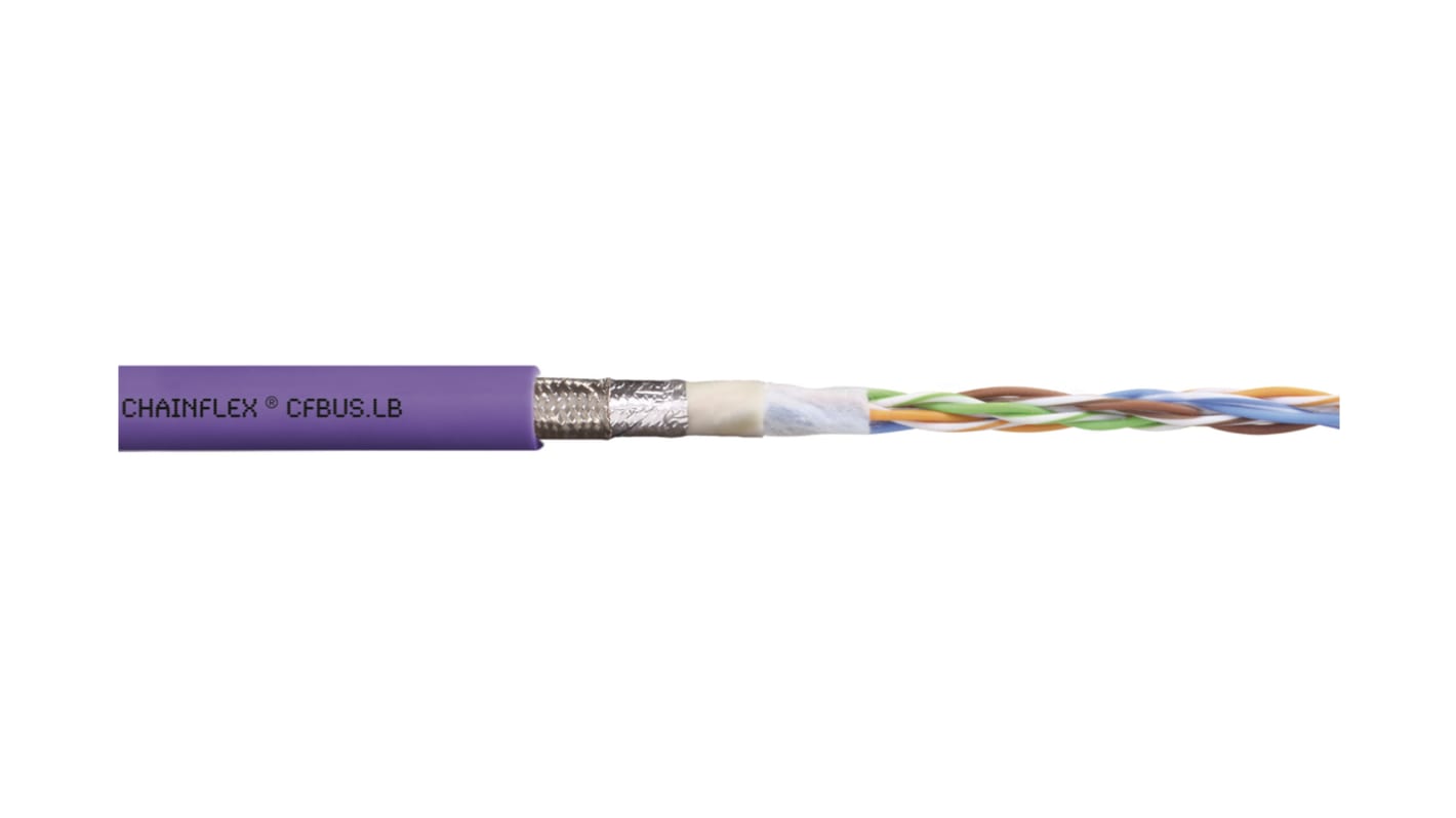 Igus chainflex CFBUS.LB Data Cable, 2 Cores, 0.25 mm², Screened, 25m, Purple TPE Sheath, 24 AWG