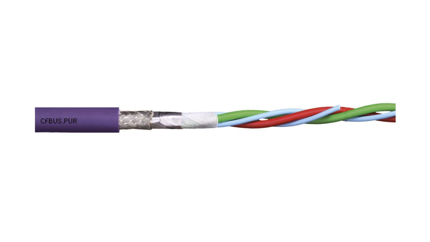 Igus chainflex CFBUS.PUR Data Cable, 2 Cores, 0.5 mm², Screened, 25m, Purple PUR Sheath, 20 AWG