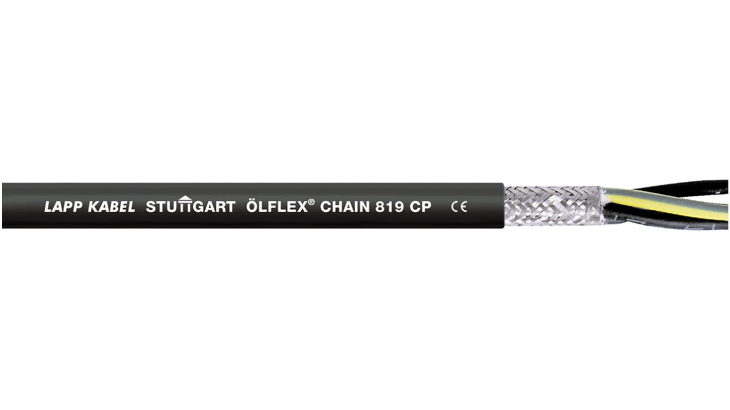 Lapp ÖLFLEX CHAIN 819 CP Control Cable, 7 Cores, 0.75 mm², CY, Screened, 50m, Black PUR Sheath