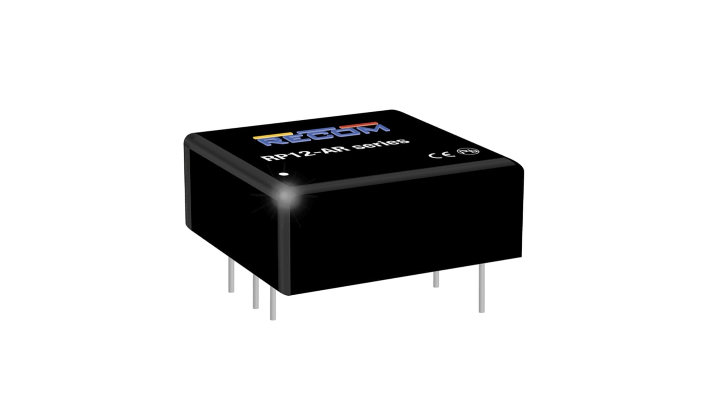 Recom RP12-AR DC-DC Converter, 12V dc/ 1A Output, 36 → 185 V dc Input, 12W, Through Hole, +100°C Max Temp -40°C