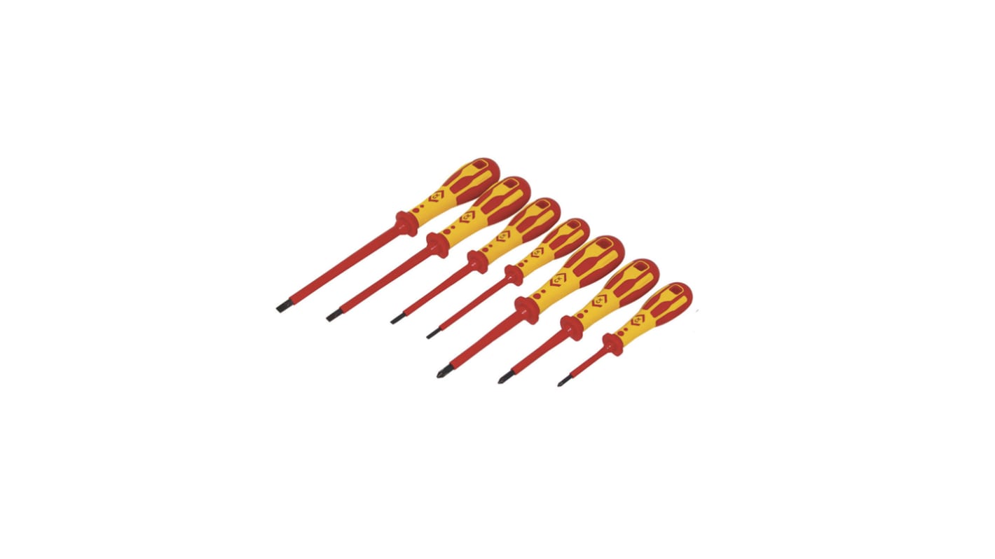 CK T49193D Pozidriv; Slotted Insulated Screwdriver Set, 7-Piece