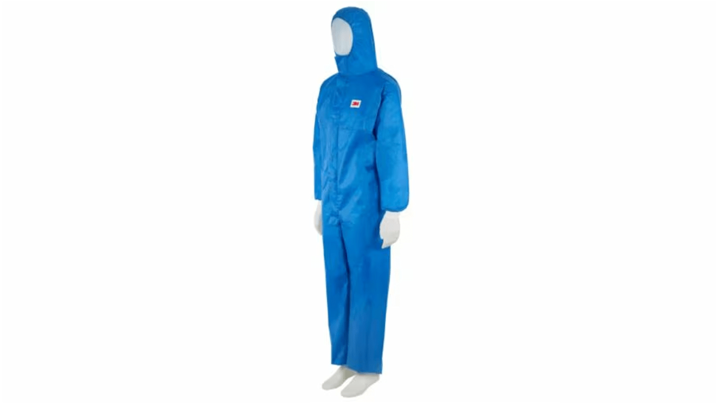 Tute monouso 3M in Tessuto SMS, L Unisex, col. Blu, con cappuccio