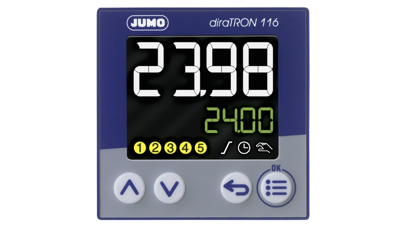 Controlador de temperatura PID Jumo serie diraTRON, 48 x 48mm, 20 → 30 V ac/dc, 3 entradas Analogue, Digital, 3