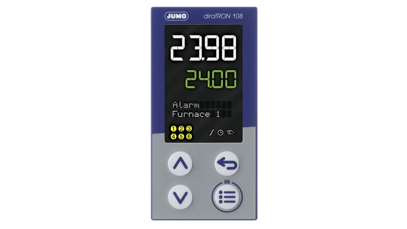 Régulateur de température PID Jumo, diraTRON, 110→240 V c.a., 48 x 96mm, 3 sorties , 2 relais, 1 logique