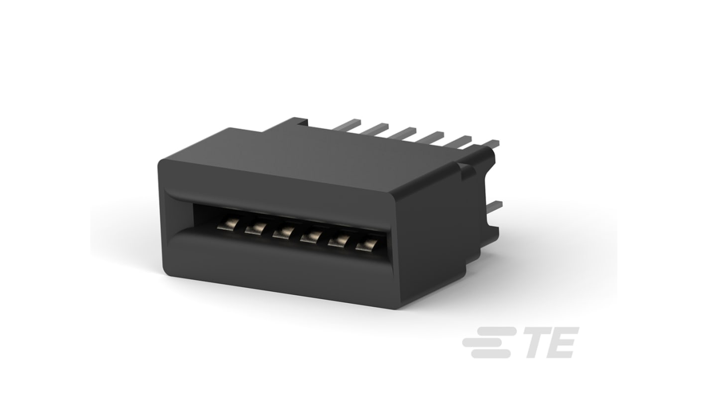 Conector de borde TE Connectivity L, paso 2.54mm, 12 contactos, 2 filas, Montaje en orificio pasante, Hembra, 3A