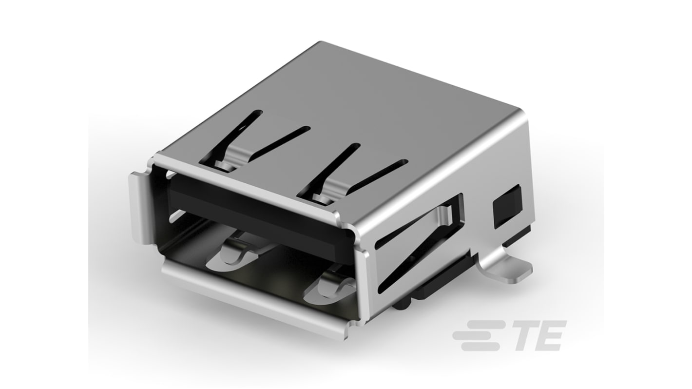 TE Connectivity Right Angle, SMT, Socket Type A 2.0 USB Connector