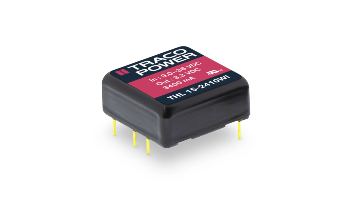 TRACOPOWER THL 15WI DC-DC Converter, ±15V dc/ ±500mA Output, 9 → 36 V dc Input, 15W, Through Hole, +70°C Max