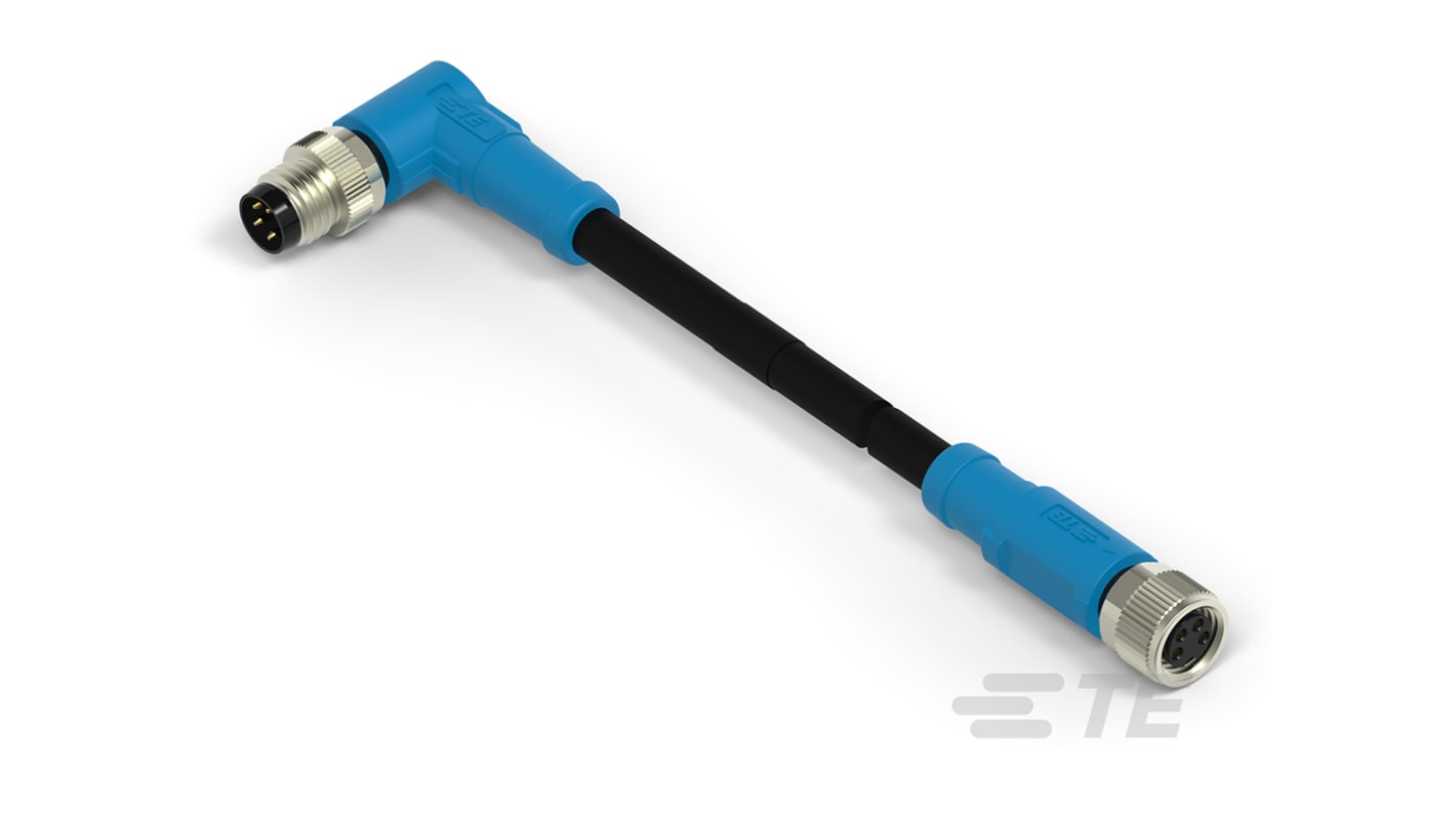 TE Connectivity Right Angle Female; Male 4 way M8 to Straight 4 way M12 Sensor Actuator Cable, 500mm