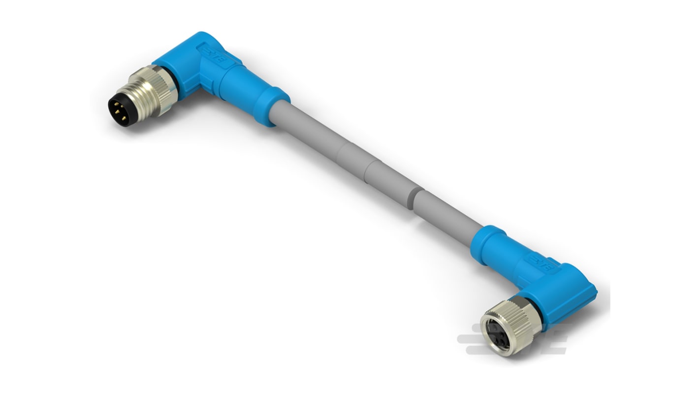 TE Connectivity Right Angle Female; Male 4 way M8 to Right Angle 4 way M8 Sensor Actuator Cable, 500mm