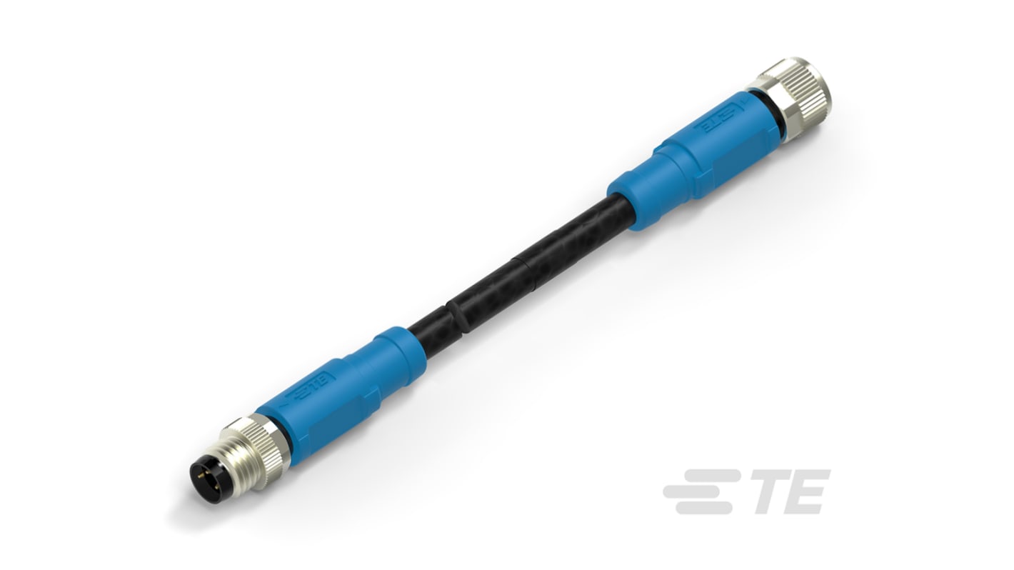 TE Connectivity Straight Female; Male 3 way M8 to Straight 3 way M8 Sensor Actuator Cable, 500mm