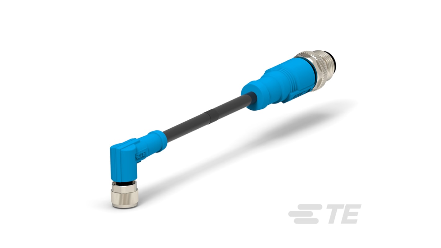 TE Connectivity Right Angle Female 4 way M8 to Straight Male 4 way M12 Sensor Actuator Cable, 500mm