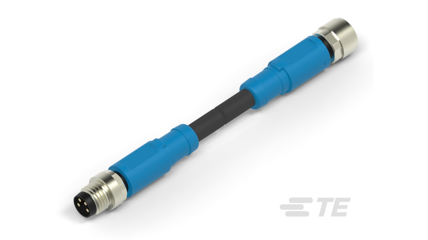 TE Connectivity Straight Female; Male 4 way M8 to Straight 4 way M8 Sensor Actuator Cable, 5m