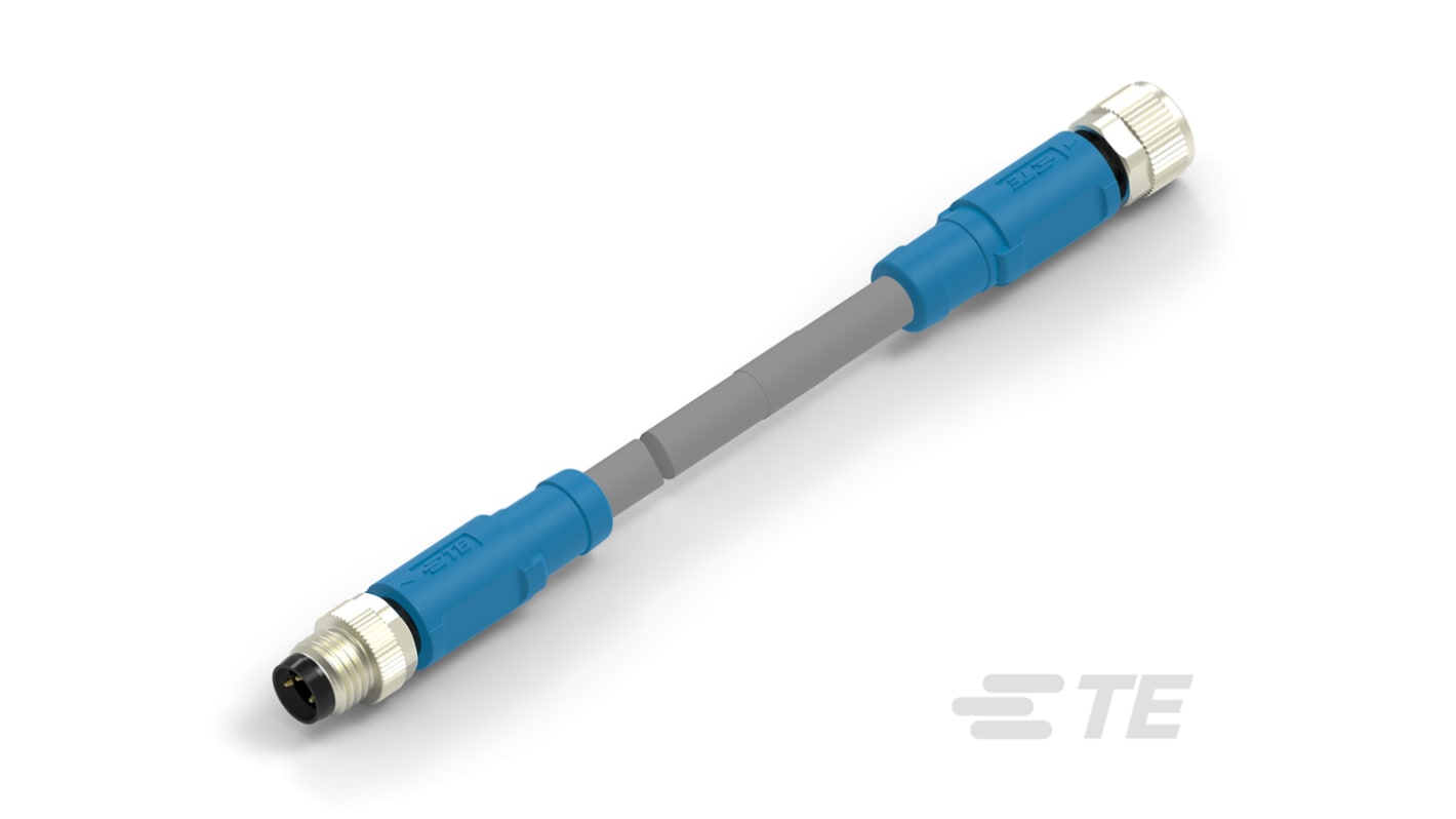 TE Connectivity Straight Female; Male 3 way M8 to Straight 3 way M8 Sensor Actuator Cable, 5m