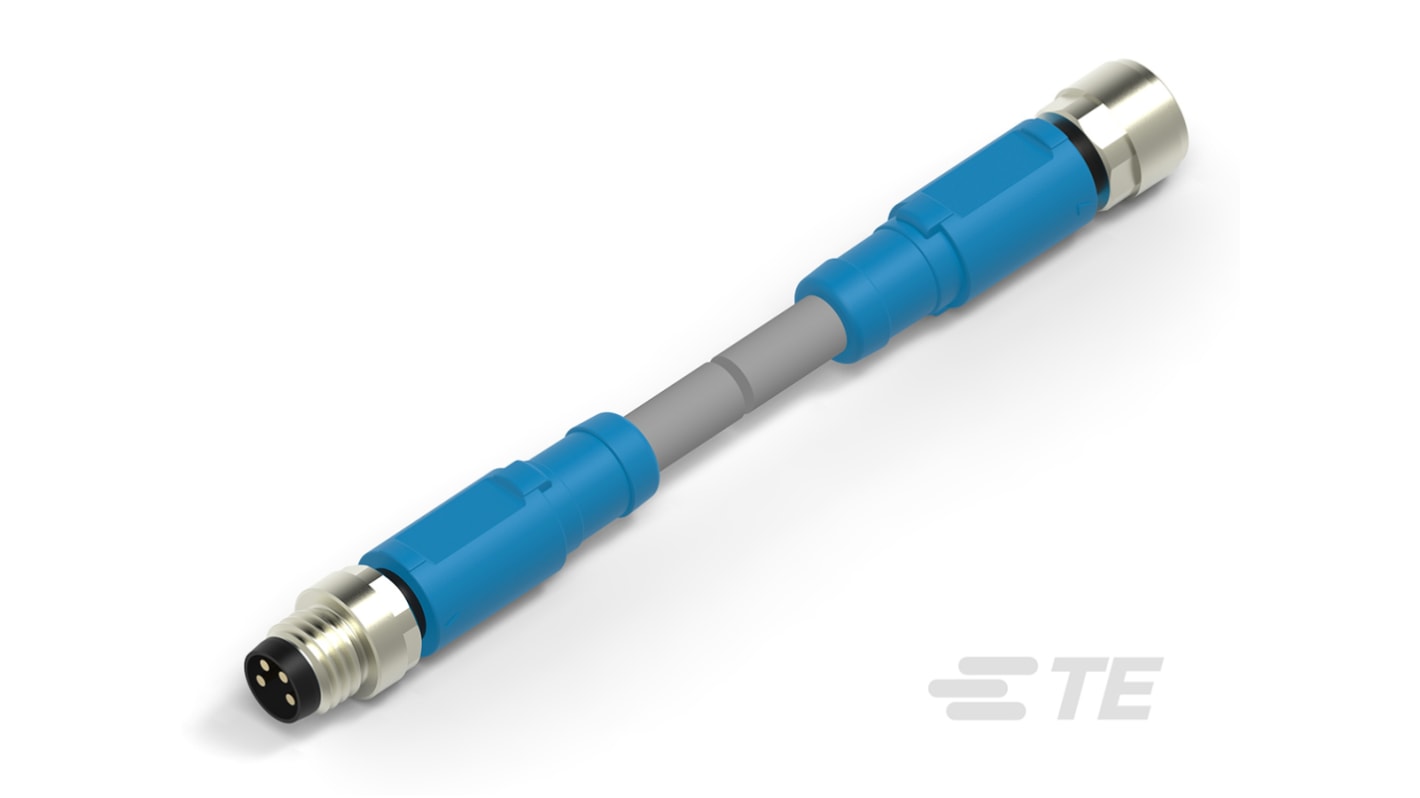 TE Connectivity Straight Female; Male 4 way M8 to Straight 4 way M8 Sensor Actuator Cable, 3m