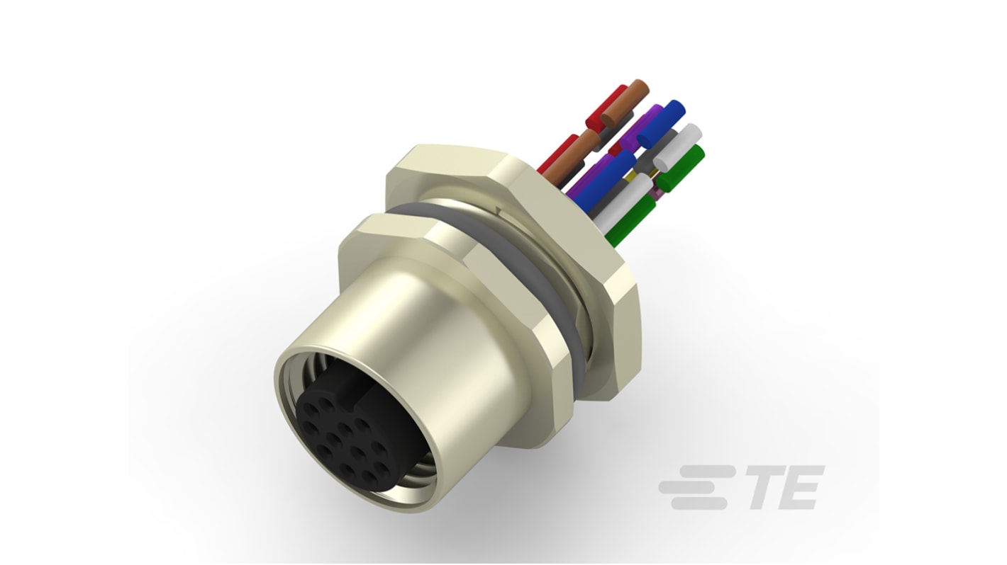 TE Connectivity Circular Connector, 12 Contacts, Front Mount, M12 Connector, Socket, Female, IP67