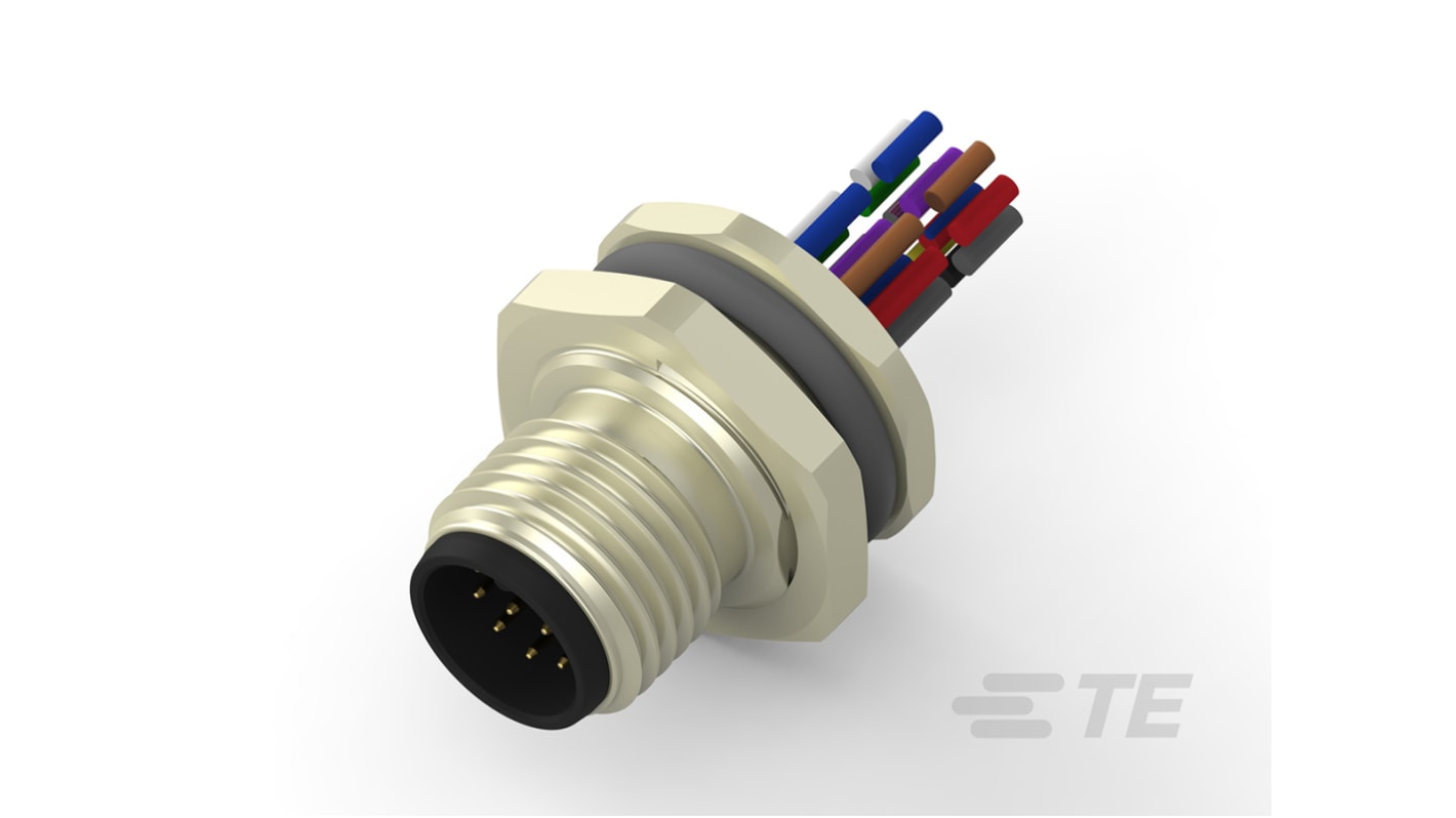 TE Connectivity Circular Connector, 12 Contacts, Rear Mount, M12 Connector, Plug, Male, IP67