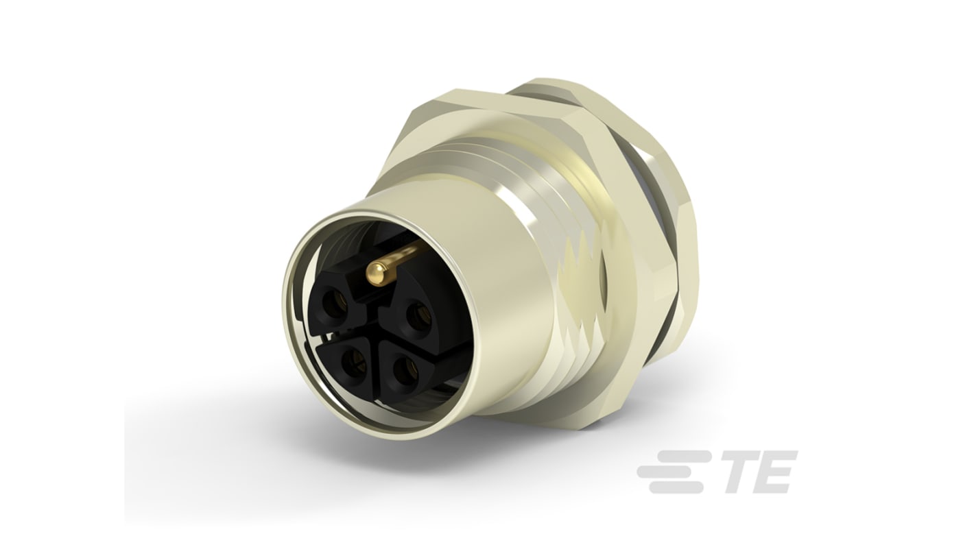 Conector circular TE Connectivity hembra de 4 vías hembra, tamaño carcasa 18, Montaje trasero, IP67