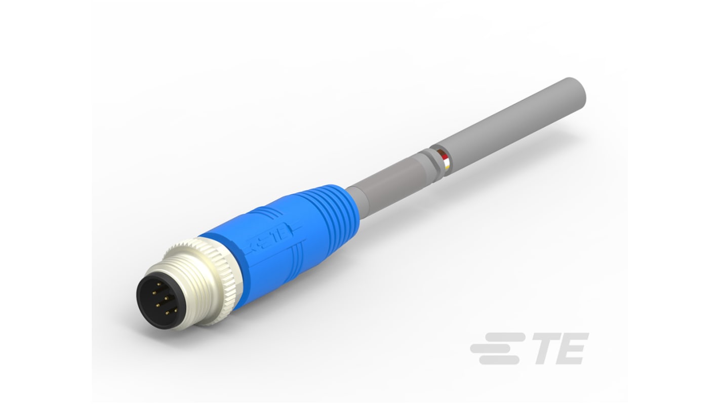 TE Connectivity Érzékelő-működtető kábel, M12 - Szereletlen - 8 érintkező, 30 V, 2 A, 5m
