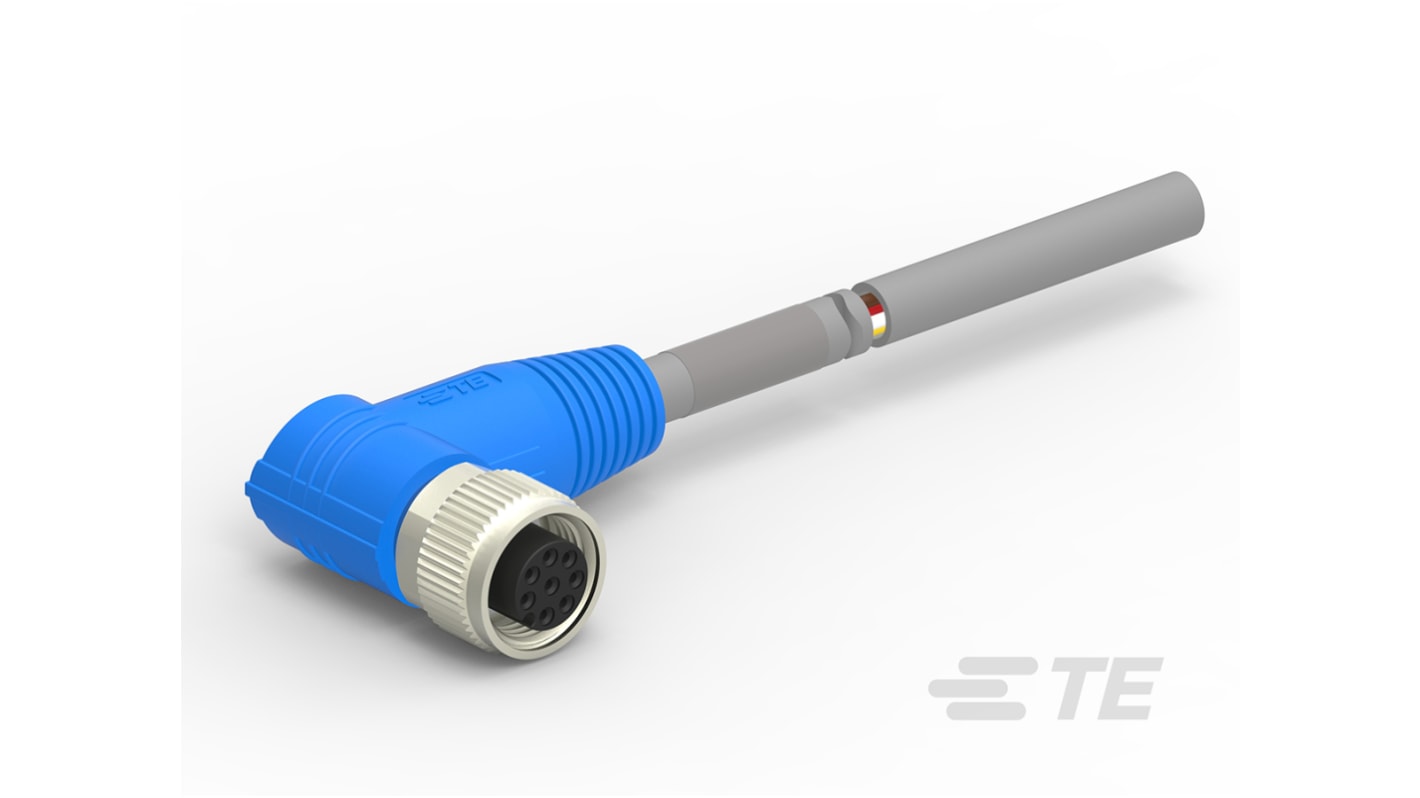 TE Connectivity Érzékelő-működtető kábel, M12 - 8 érintkező, 30 V, 2 A