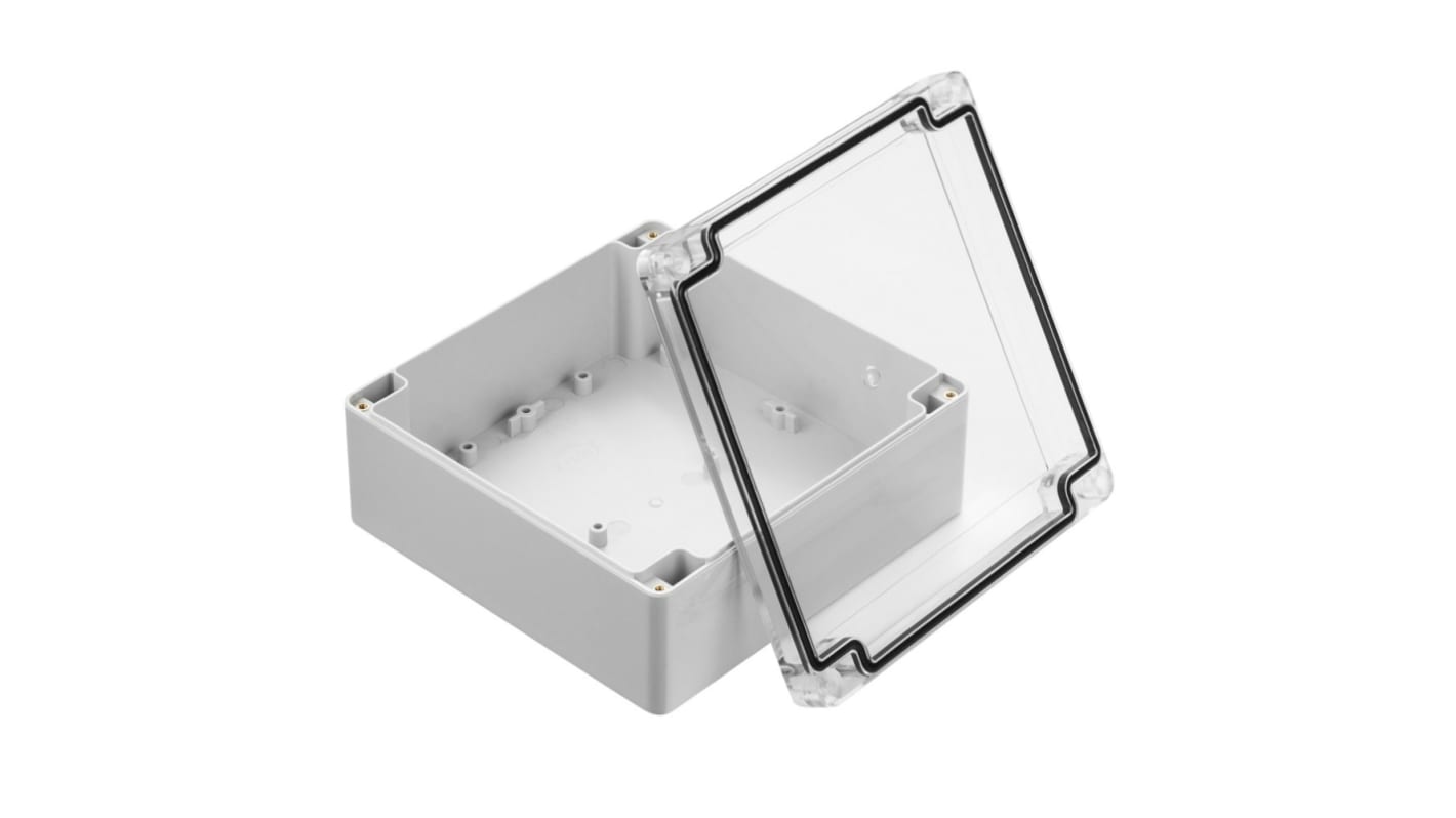 RS PRO Grey ABS, Polycarbonate Enclosure, IP67, IK07, 149.85 x 149.85 x 60mm