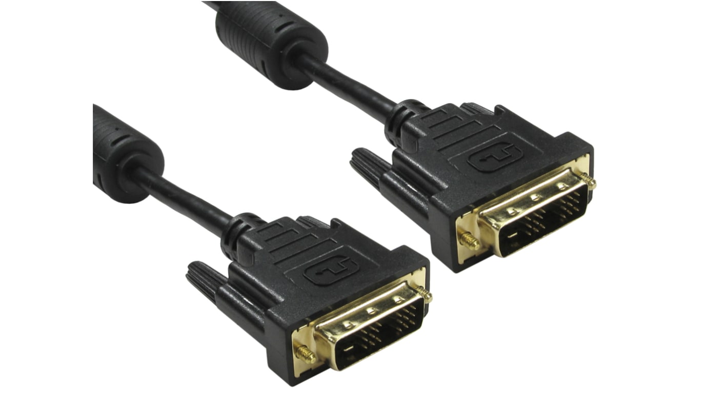 Cable DVI RS PRO de color Negro, con. A: Enlace simple DVI-D macho, con. B: Enlace simple DVI-D macho, long. 1m