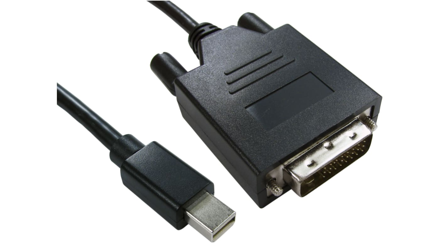 Cable DisplayPort negro RS PRO, con. A: Mini Display Port macho, con. B: DVI-D Dual Link macho, long. 2m