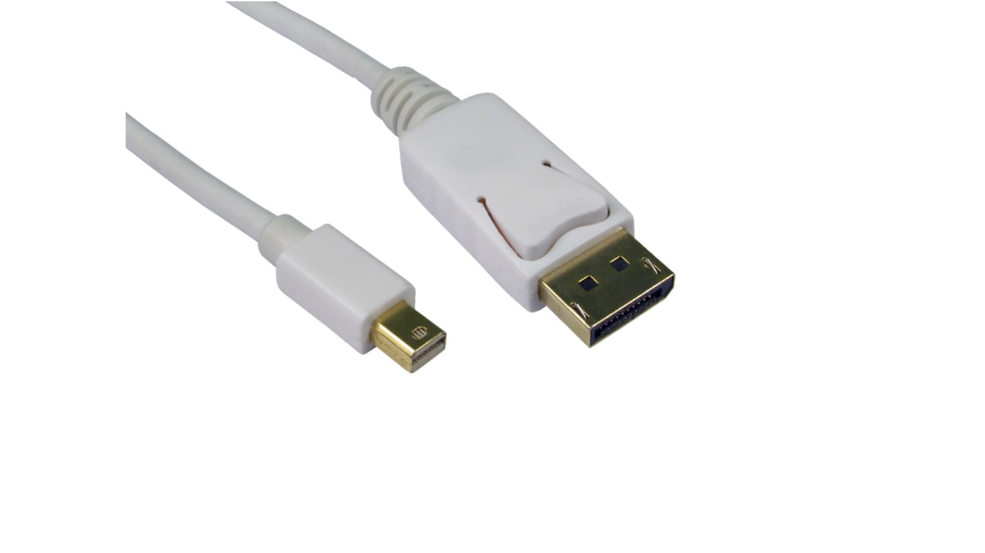 Cable DisplayPort blanco RS PRO, con. A: Mini Display Port macho, con. B: DisplayPort macho, long. 3m