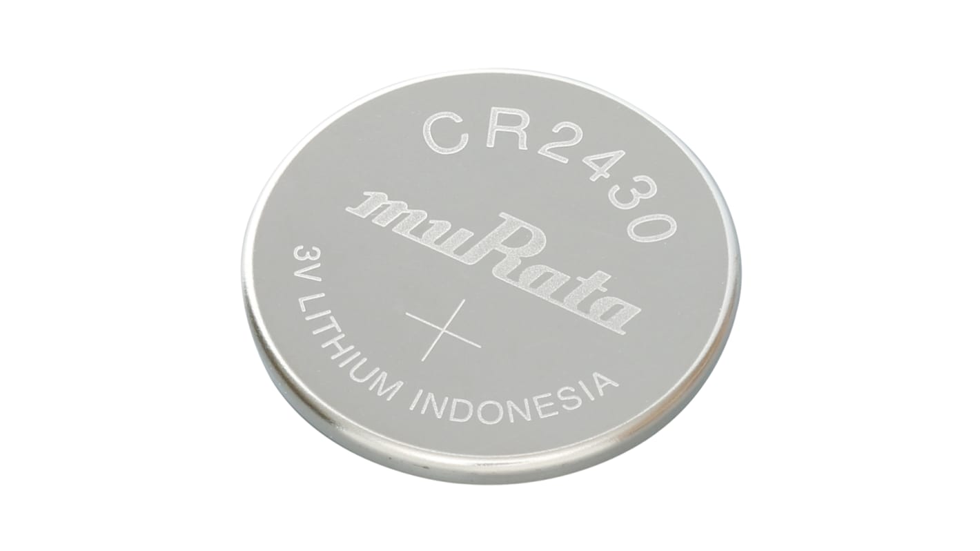 Batteria a bottone Murata CR2430, Litio diossido di manganese, 3V, 300mAh, terminale Standard