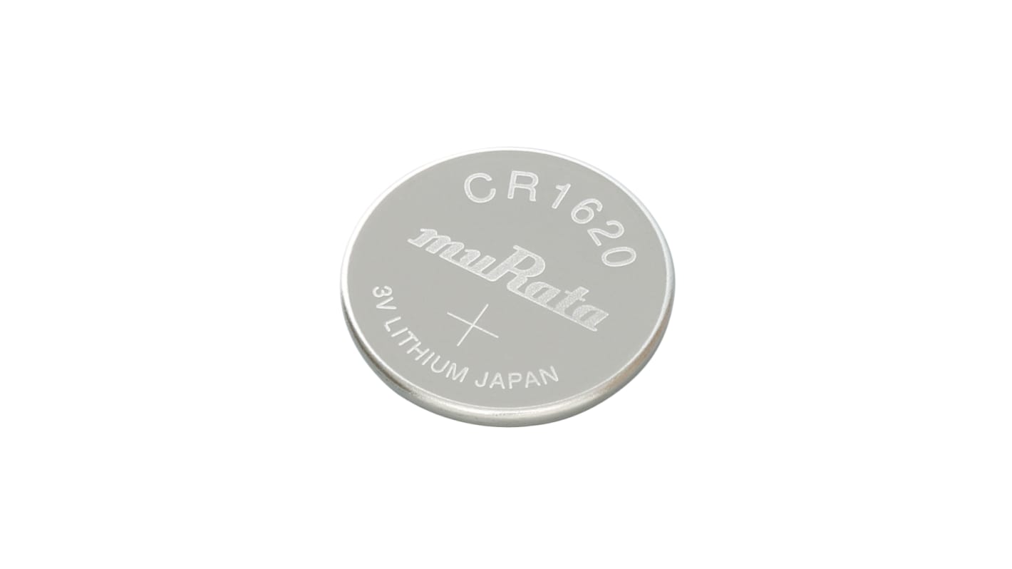 Murata CR1620 Button Battery, 3V, 16mm Diameter