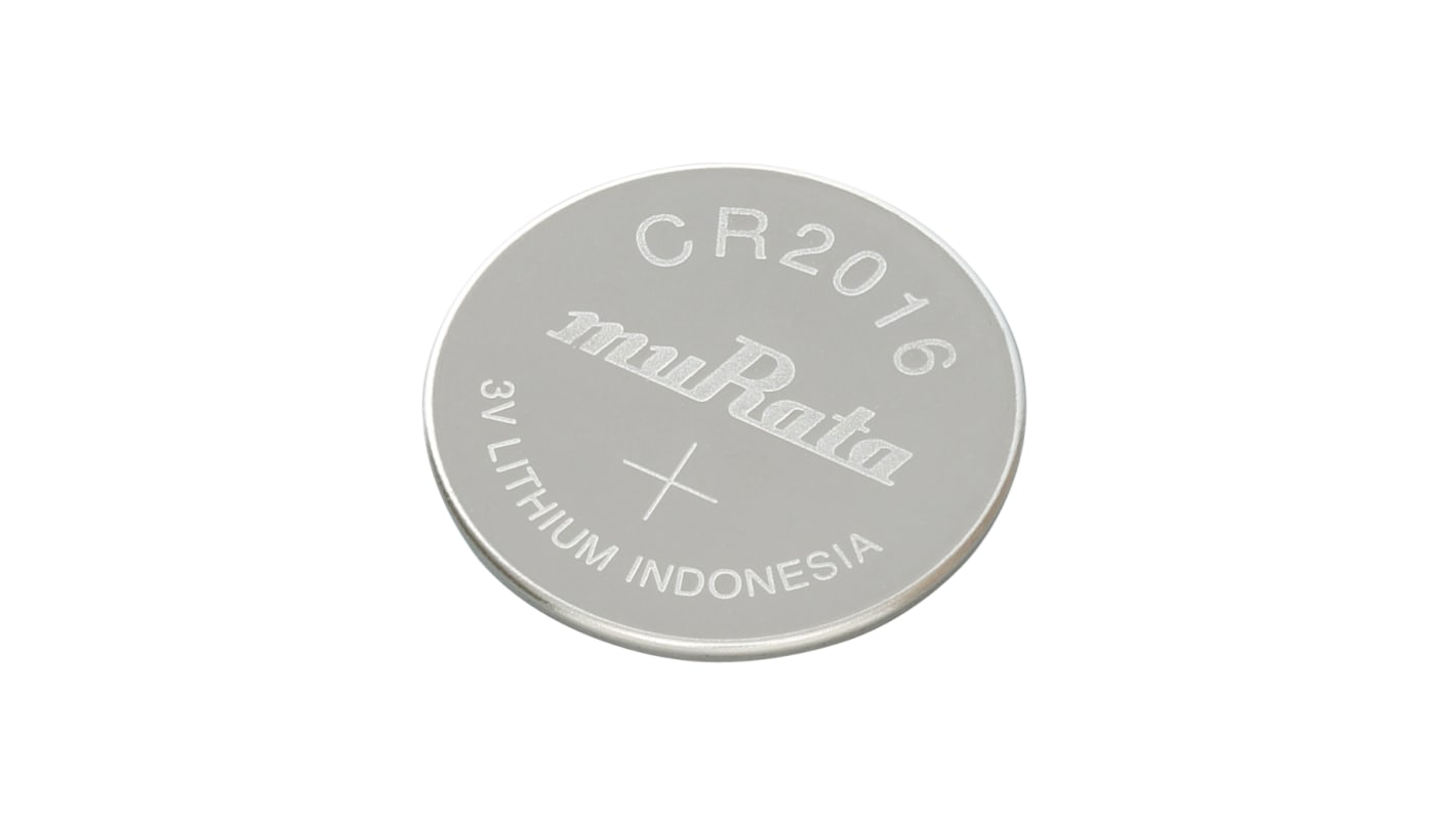 Murata CR2016 Button Battery, 3V, 20mm Diameter