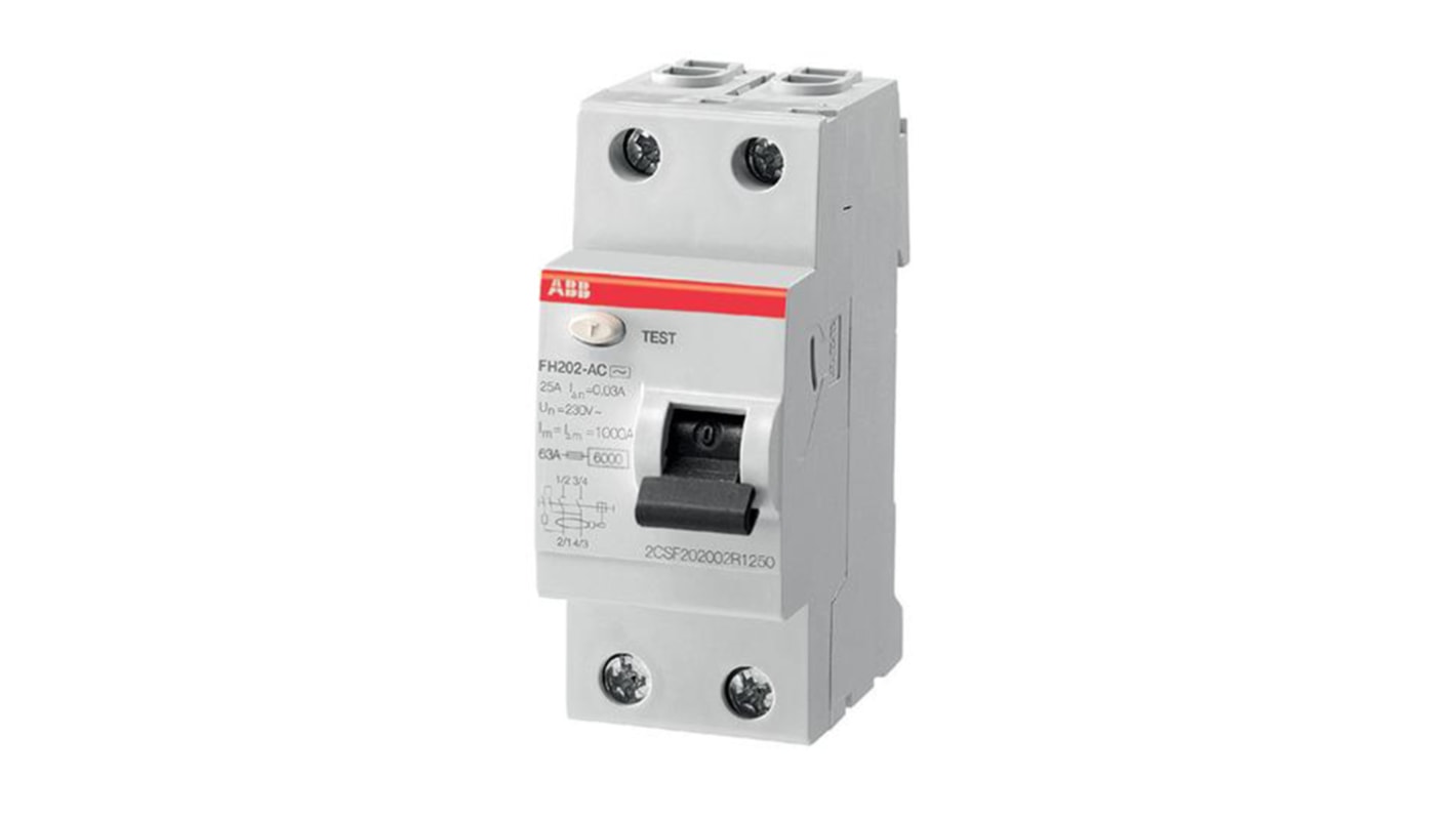 Interrupteur différentiel ABB FH200, 2 Pôles, 40A, 30mA, Type AC