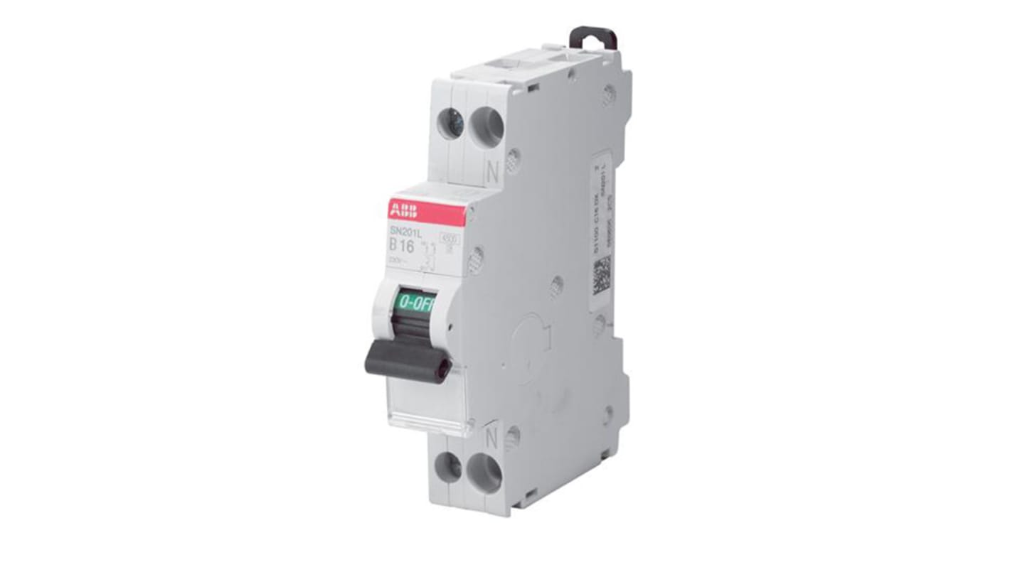 ABB SN201 MCB, 1P+N, 10A Curve C, 230V AC, 4.5 kA Breaking Capacity