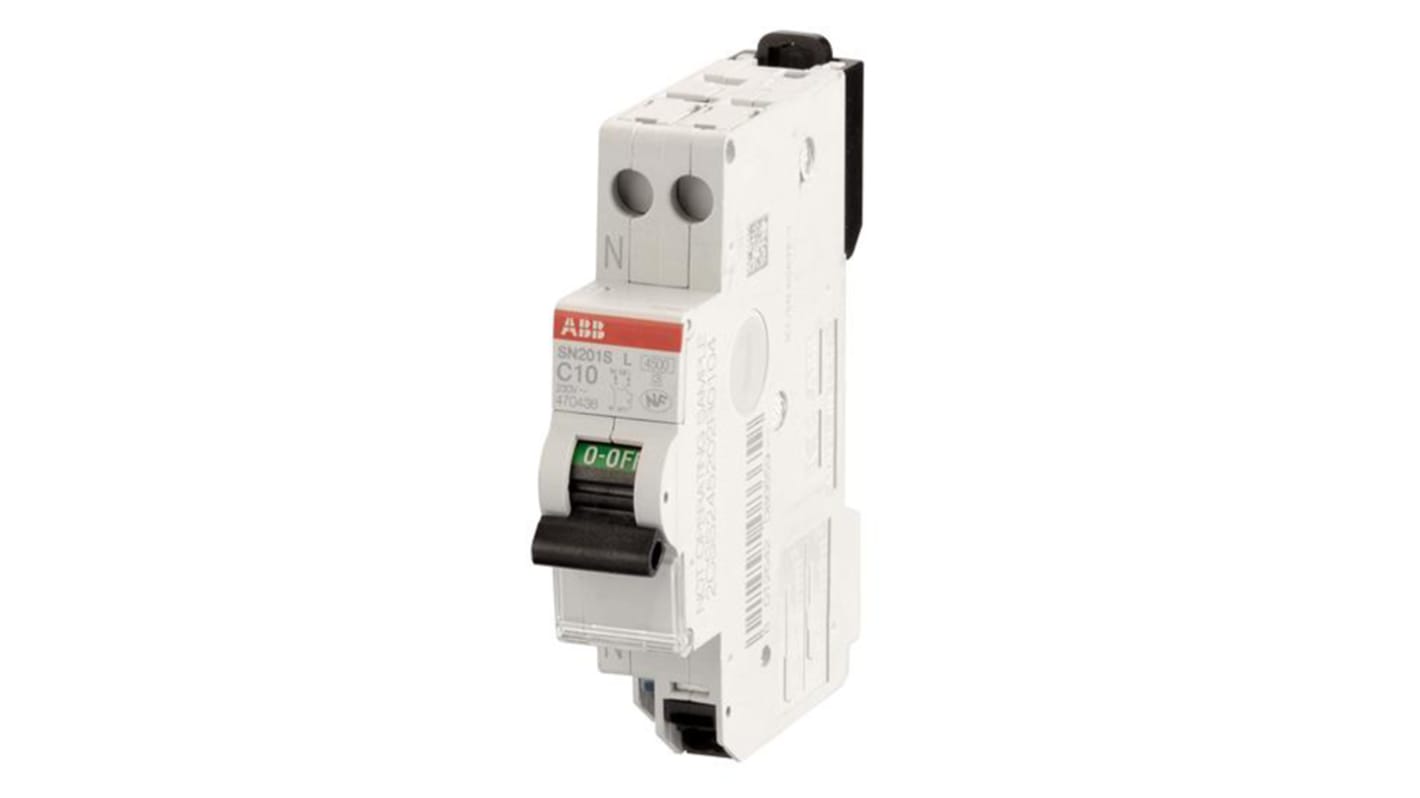 ABB SN201 MCB, 1P+N, 2A Curve C, 230V AC, 6 kA Breaking Capacity