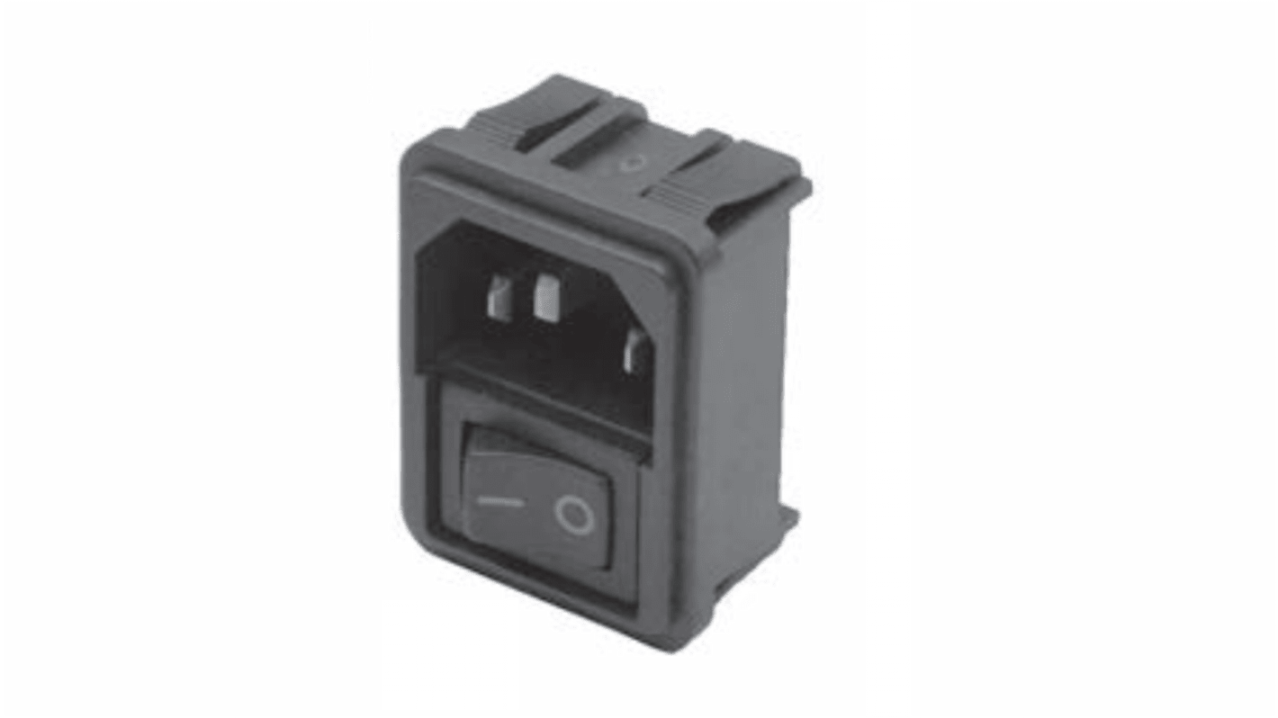 TE Connectivity C14 IEC-Anschlussfilter Stecker mit 2-Pol Schalter, 250 V ac / 15A, Tafelmontage