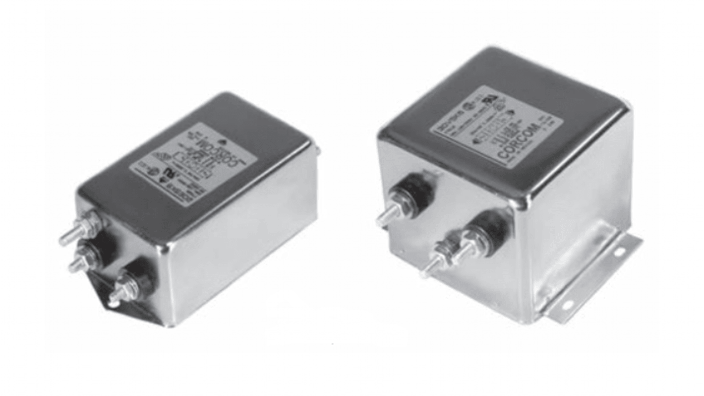 Filtr RFI, řada: Corcom SK, 250 V AC, 50/60Hz, Montáž na přírubu, Závitový čep, 30A, TE Connectivity